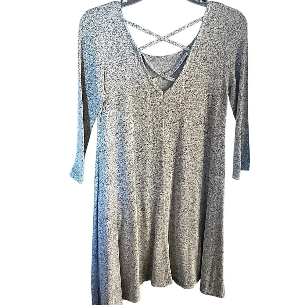 Pinc Swing Dress / Tunic Crisscross Cut Out Back Heathered Gray Women's Size Med